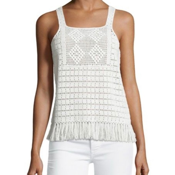 Joie Tops - Joie Zaylee crochet raw hem tank top small white